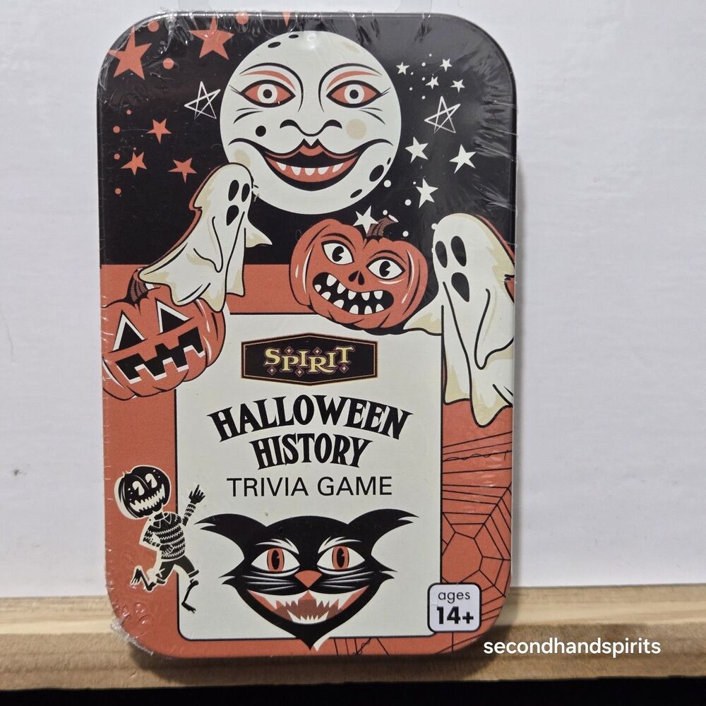 Spirit Halloween History Trivia Game Ages 14+ Complete Trivia Game in Metal Tin